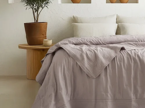 Cover TULUM lila grisaceo cama
